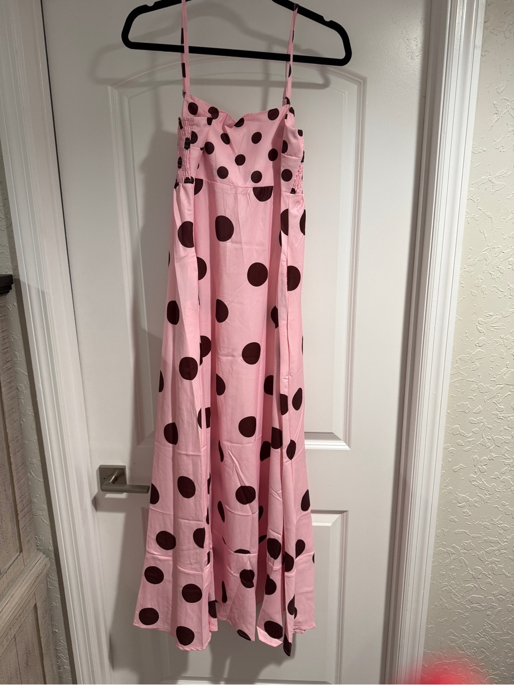 Pink Polka Dot Maxi Skirt - Women's Flowing Summer Skirt